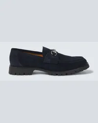 Gucci Loafers Horsebit aus Veloursleder Blau