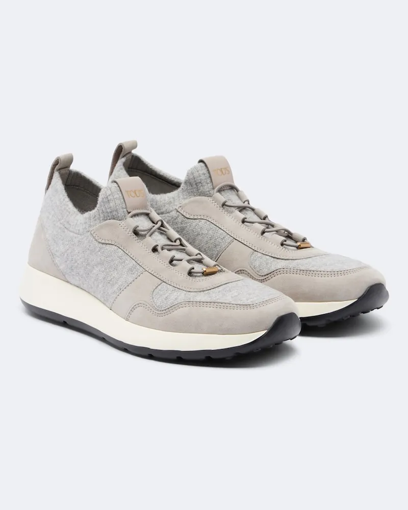 TOD'S Sneakers Runner mit Veloursleder Grau