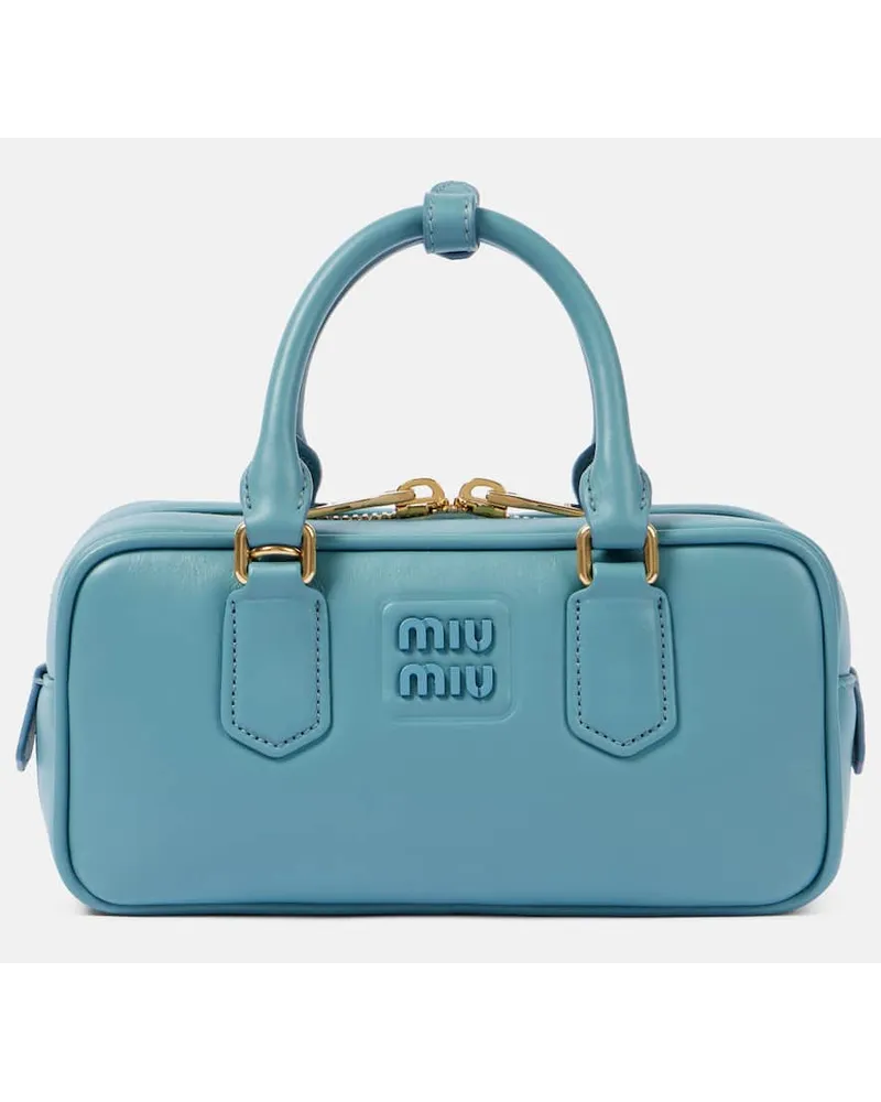 Miu Miu Tote Arcadie Small aus Leder Blau