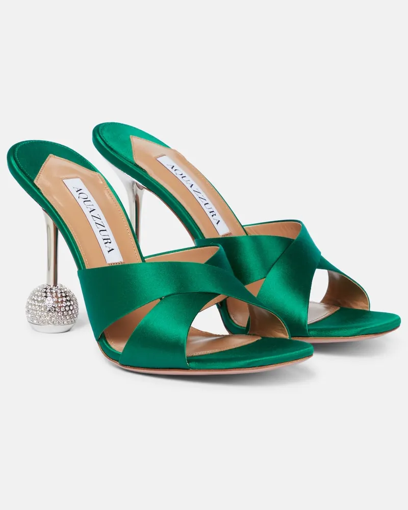 Aquazzura Sandalen Yes Darling 95 aus Satin Grün