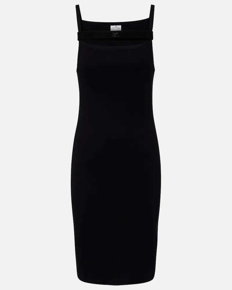 Courrèges Courrèges Midikleid aus Baumwoll-Jersey Schwarz