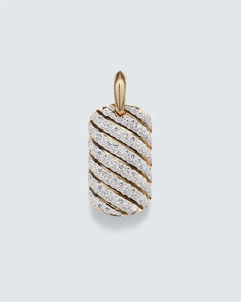 David Yurman Anhänger Sculpted Cable aus 18kt Gelbgold mit Diamanten Gold