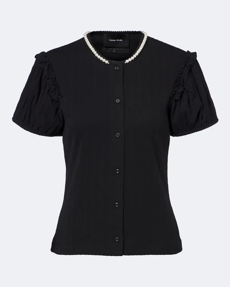 Simone Rocha Verzierter Cardigan aus Baumwolle Schwarz
