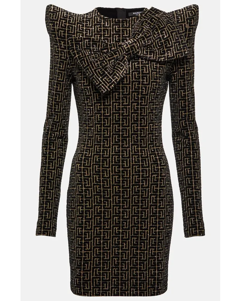 Balmain Minikleid aus Jacqaurd Schwarz