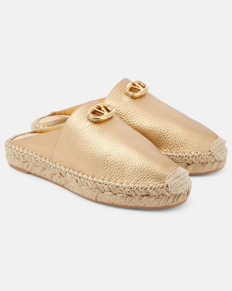 Valentino Garavani Espadrilles VLogo The Bold Edition aus Metallic-Leder Gold