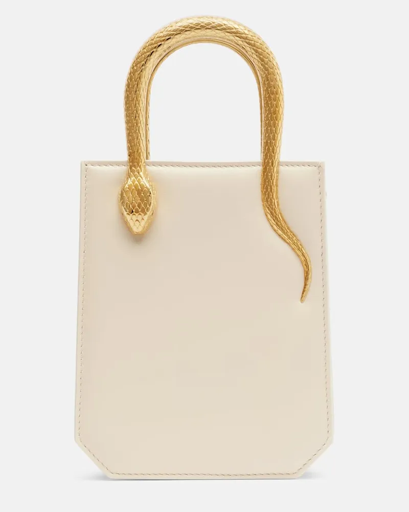 Bulgari Tote Bag Serpentine Small aus Leder Weiß