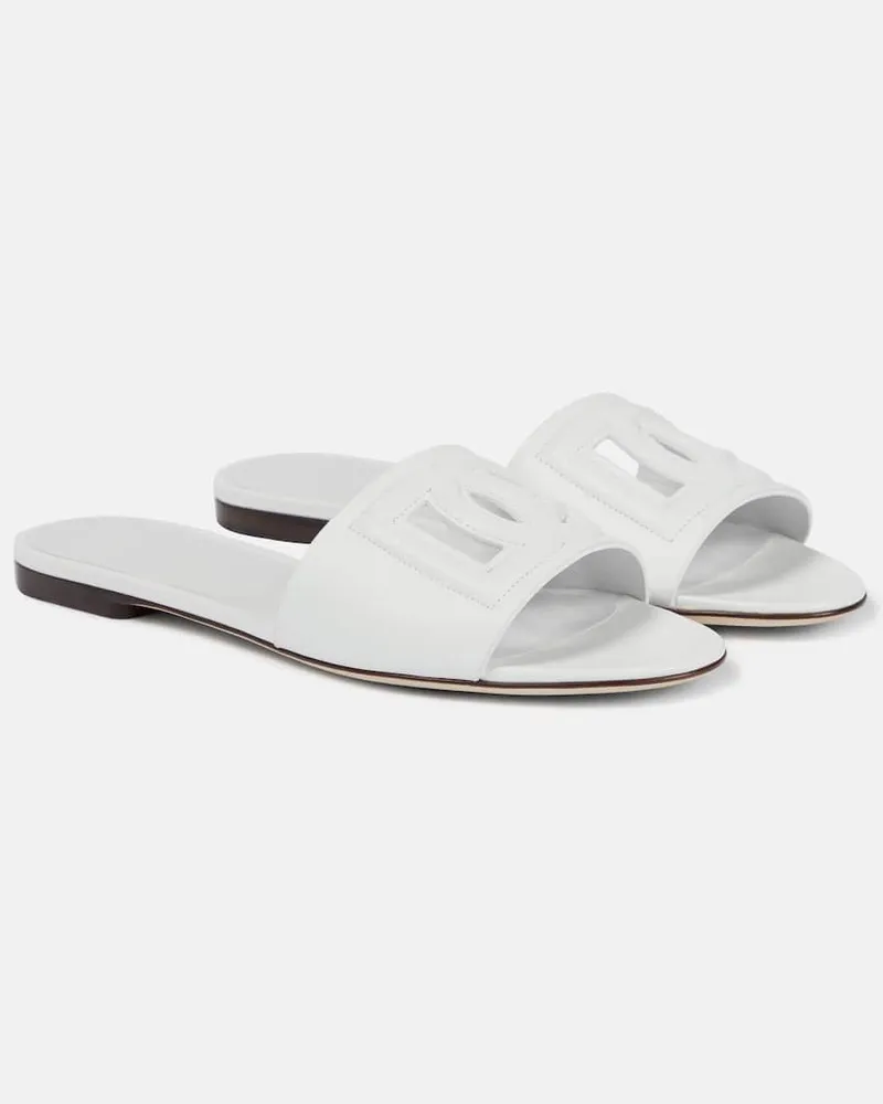 Dolce & Gabbana Pantoletten DG aus Leder Weiß