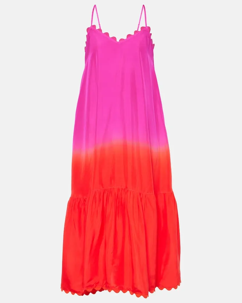 Juliet Dunn Midikleid aus Seide Rosa