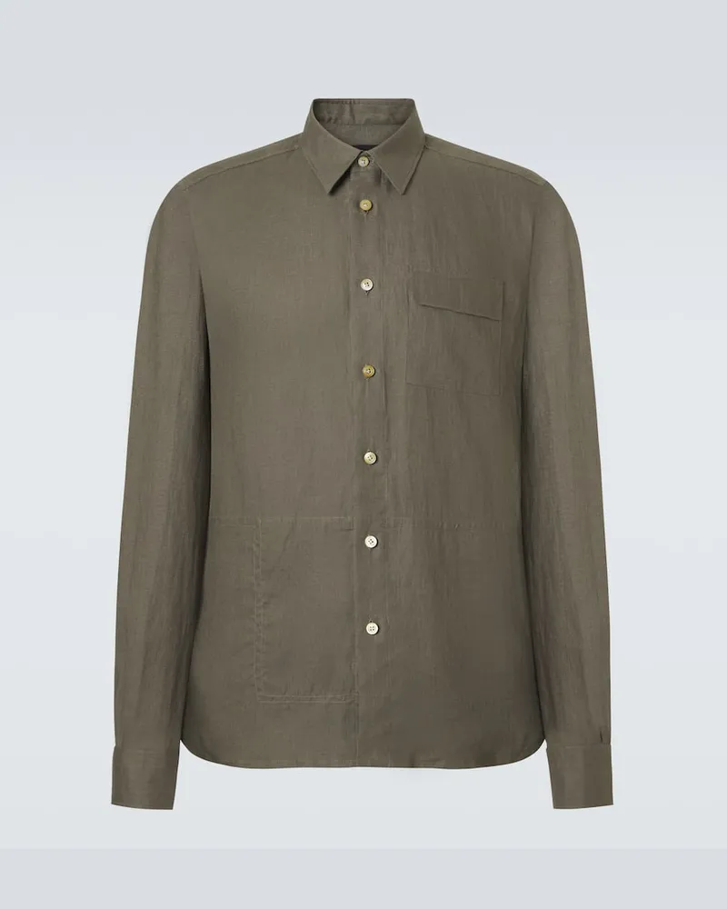 Kiton Hemd aus Leinen Grün