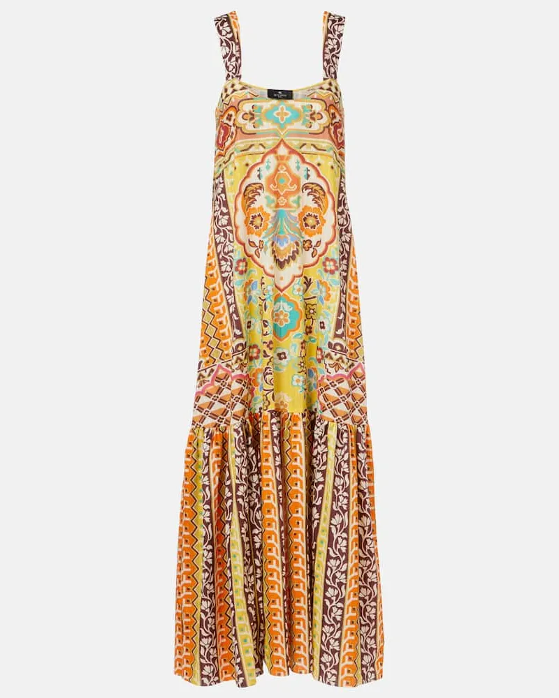 Etro Bedrucktes Maxikleid aus Baumwolle Multicolor