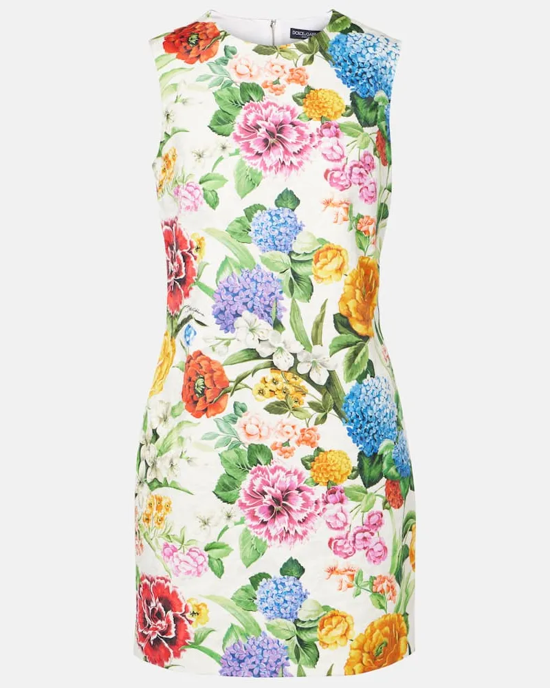 Dolce & Gabbana Bedrucktes Minikleid aus Baumwolle Multicolor