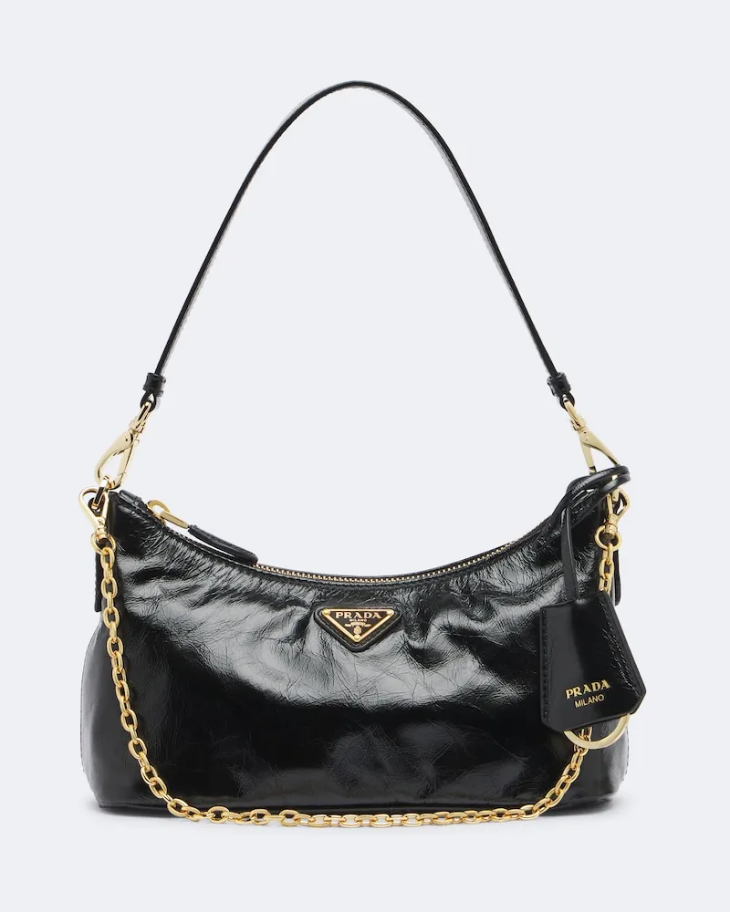 Prada Schultertasche Mini aus Leder Schwarz