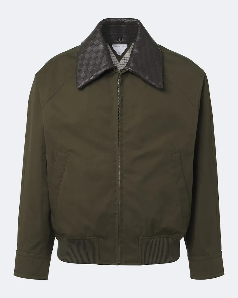 Bottega Veneta Blouson Intrecciato aus Baumwoll-Twill Grün