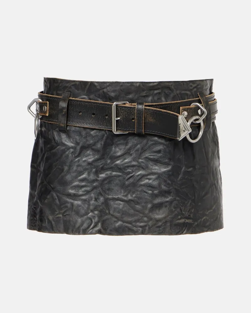 Prada Minirock aus Leder Schwarz