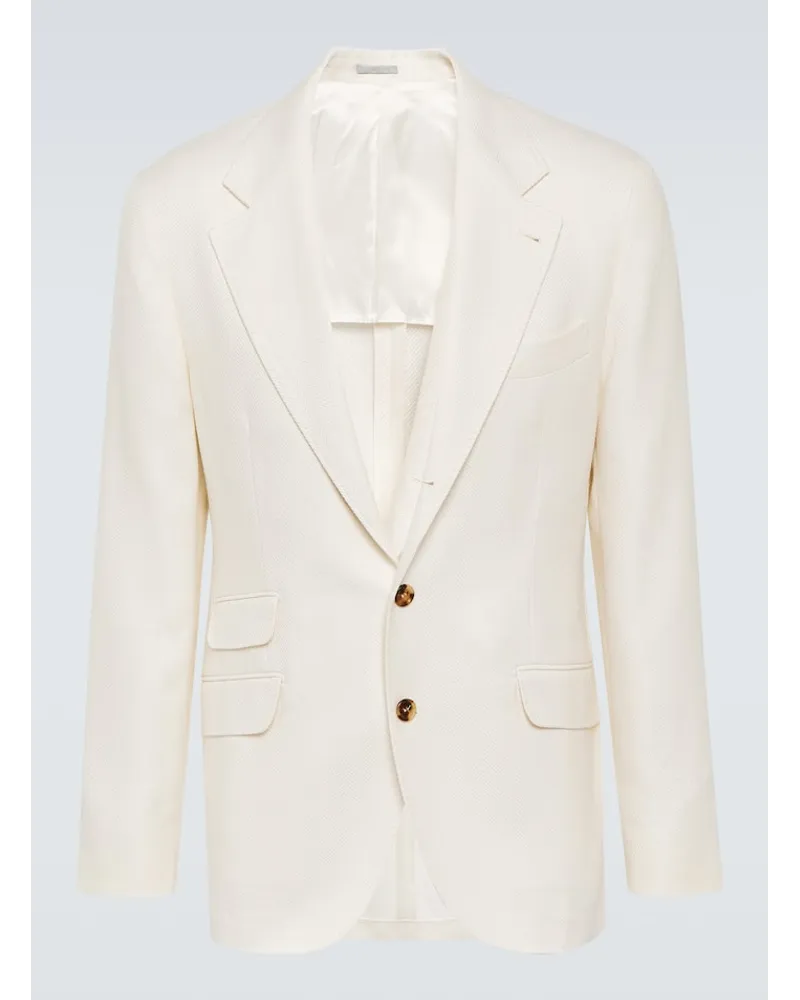 Brunello Cucinelli Blazer aus einem Leinengemisch Weiss