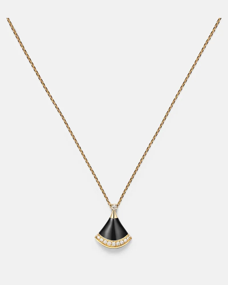 Bulgari Halskette Divas' Dream aus 18kt Gelbgold mit Diamanten und Onyx Gold