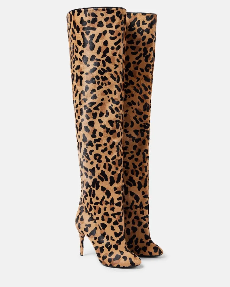 Alaïa Alaïa Overknee-Stiefel Decollete 90 aus Kalbshaar Braun