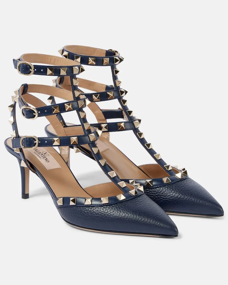 Valentino Garavani Pumps Rockstud 65 aus Leder Blau