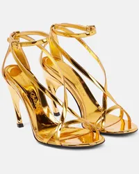 Alexander McQueen Sandalen Armadillo aus Metallic-Leder Gold