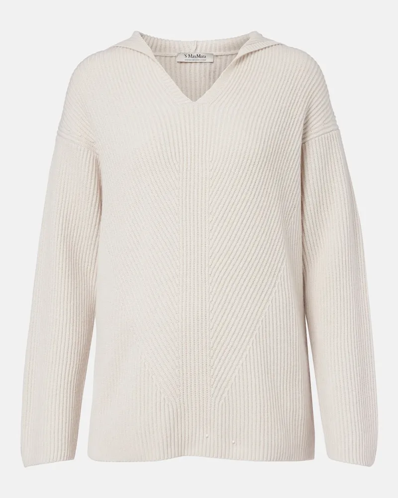 Max Mara Hoodie Falcone aus Wolle Weiß