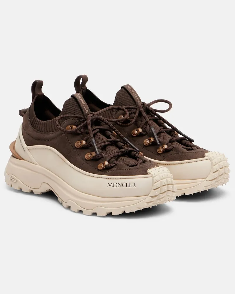 Moncler Sneakers Trail Lite3 aus Leder und Veloursleder Braun