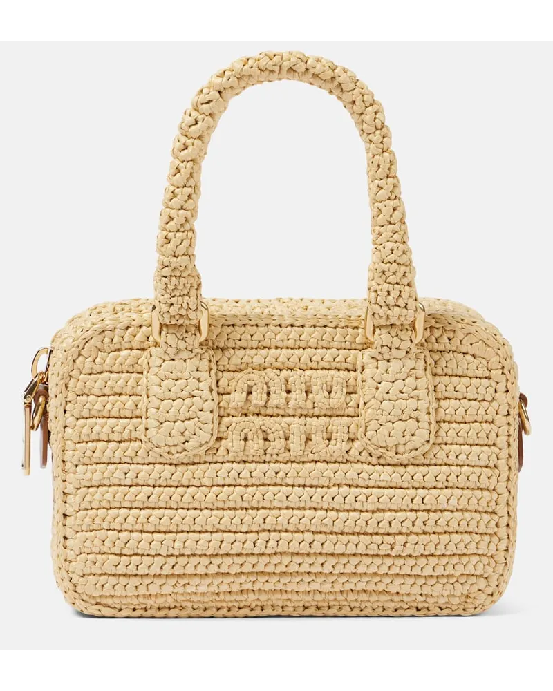 Miu Miu Schultertasche Arcadie aus Haekelstrick Beige