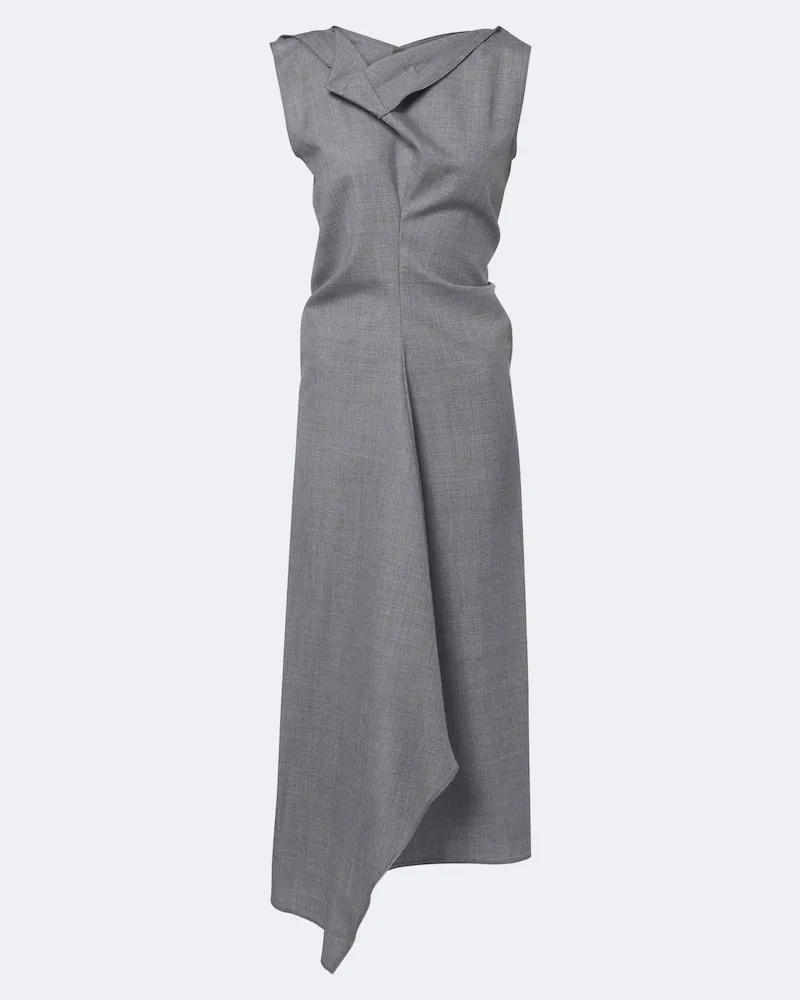 Victoria Beckham Midikleid aus Wolle Grau
