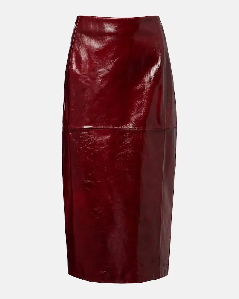 SPORTMAX Bleistiftrock aus Leder Rot