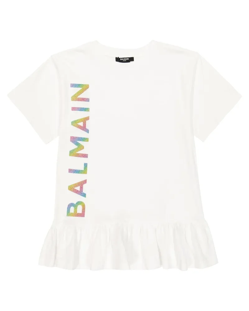 Balmain Kleid aus Baumwoll-Jersey Weiß