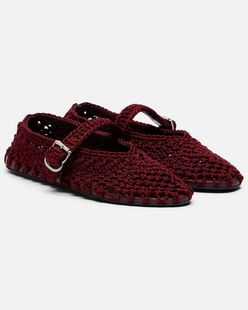 Alaïa Alaïa Mary-Jane-Ballerinas aus Satin Burgunderrot