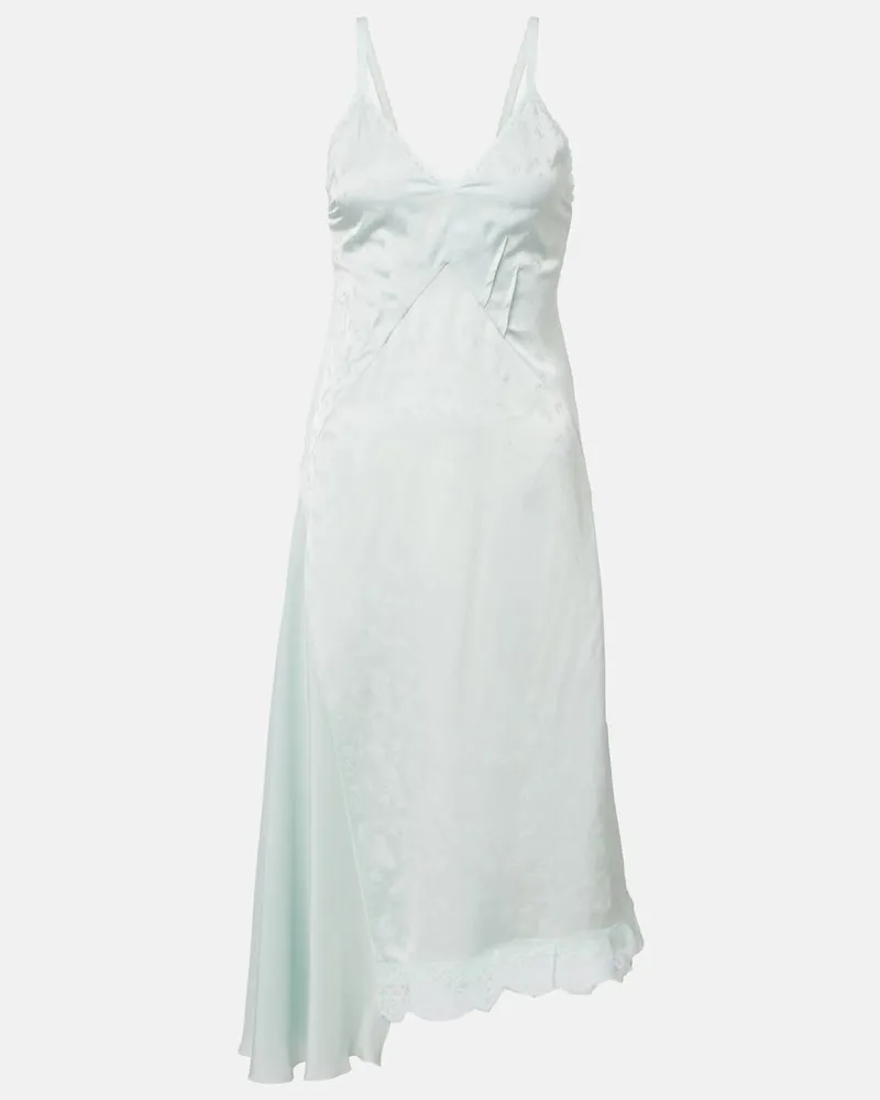 Victoria Beckham Asymmetrisches Slipdress aus Jacquard mit Spitze Blau