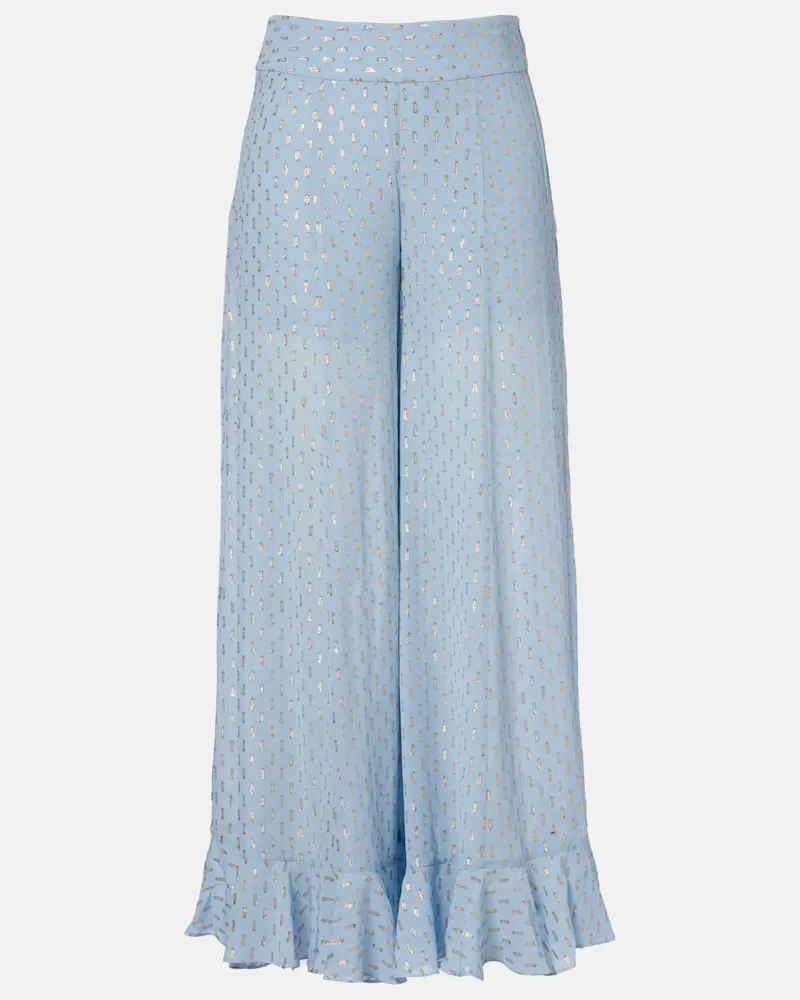 Zimmermann Weite Hose Daylight aus Chiffon Blau