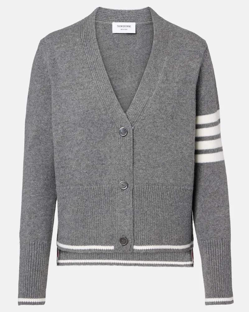 Thom Browne Cardigan 4-Bar aus Schurwolle Grau