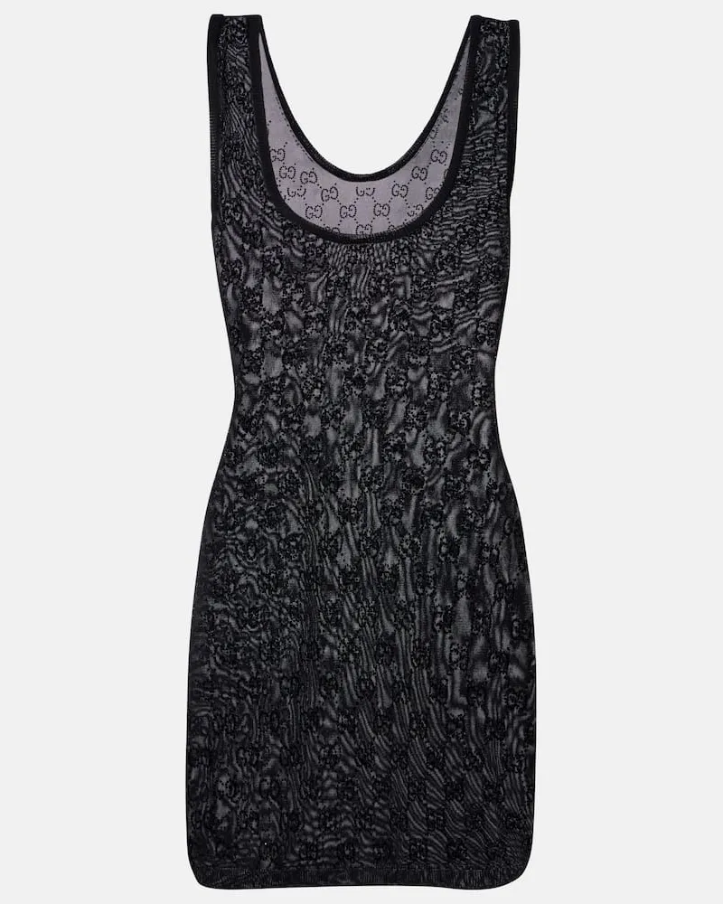 Gucci Minikleid GG mit Kristallen Schwarz