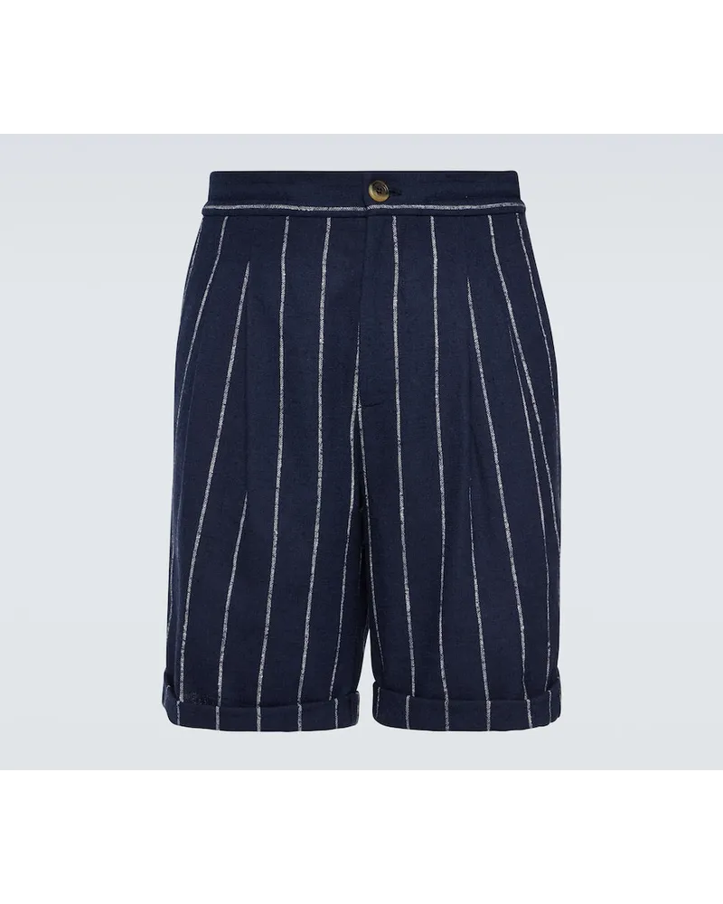 Brunello Cucinelli Shorts aus einem Leinengemisch Blau