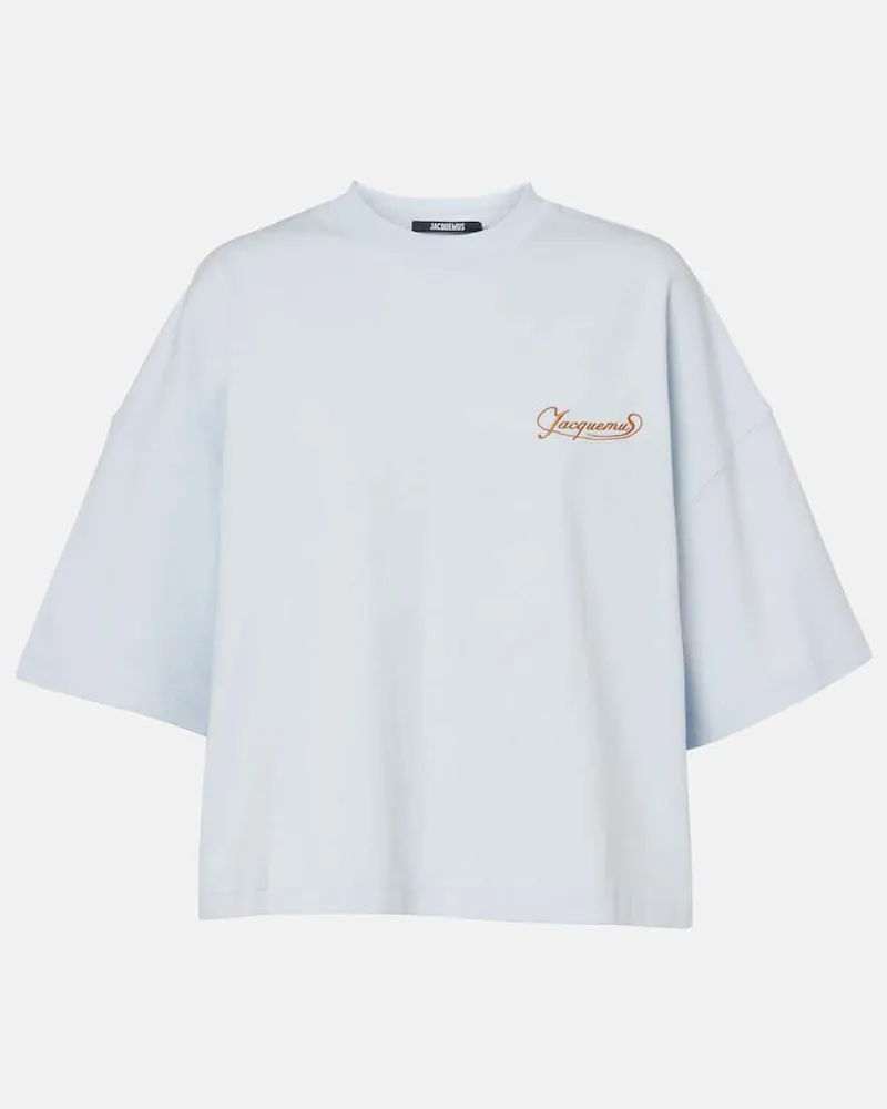 Jacquemus T-Shirt Corto aus Baumwolle Blau