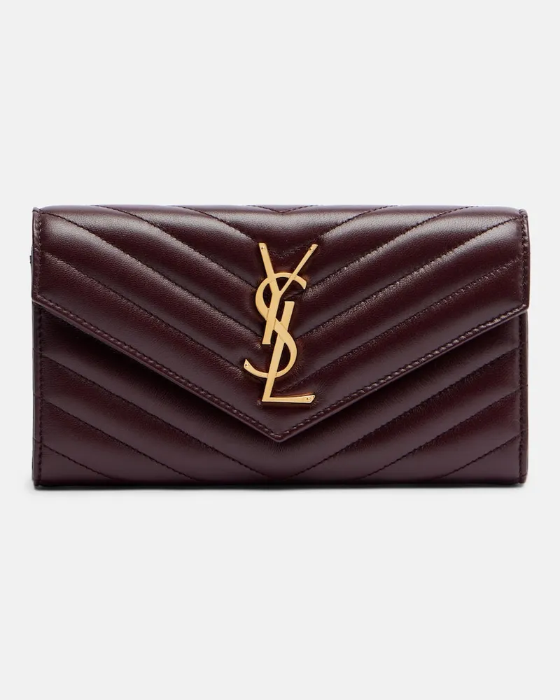 Saint Laurent Portemonnaie Cassandre aus Matelassé-Leder Burgunderrot