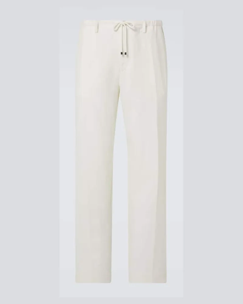 Dries van Noten Anzughose aus Leinen, Wolle, Seide und Kaschmir Beige