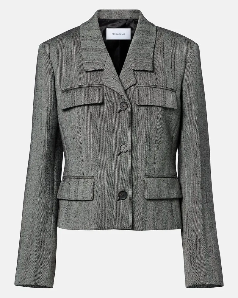 Ferragamo Blazer aus einem Wollgemisch Grau