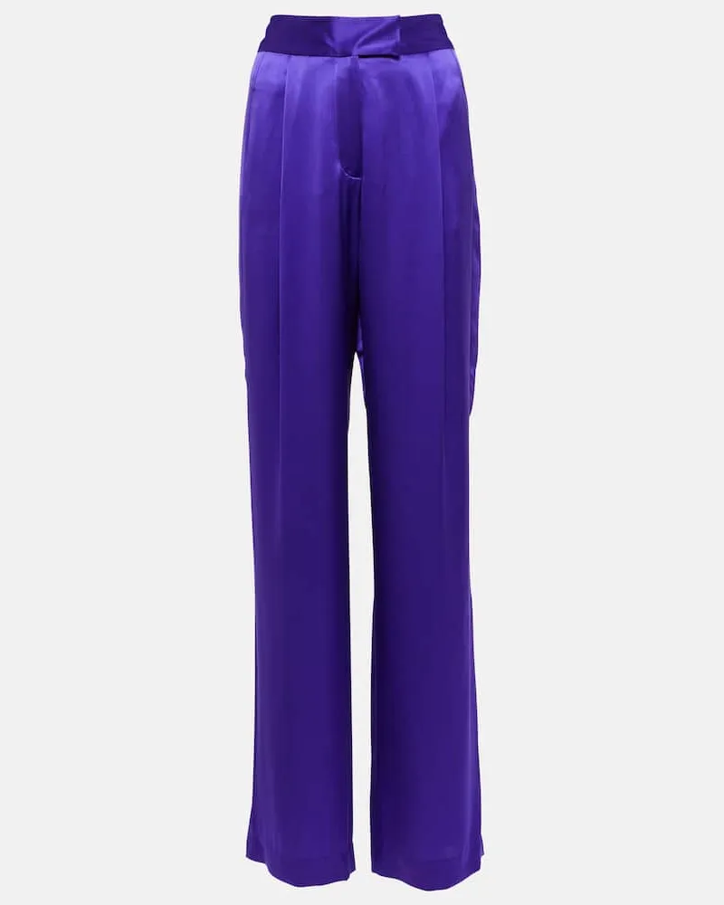 The Sei High-Rise-Hose aus Seidensatin Lila