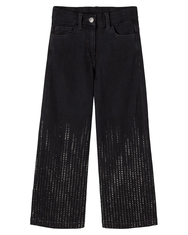 Monnalisa Verzierte weite Jeans Schwarz