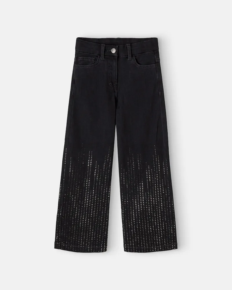 Monnalisa Verzierte weite Jeans Schwarz