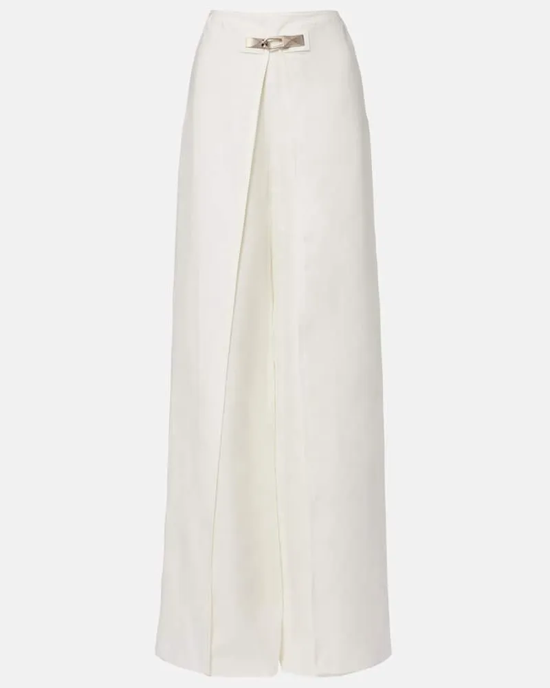 Ralph Lauren Weite Hose Imann aus Leinen Weiß