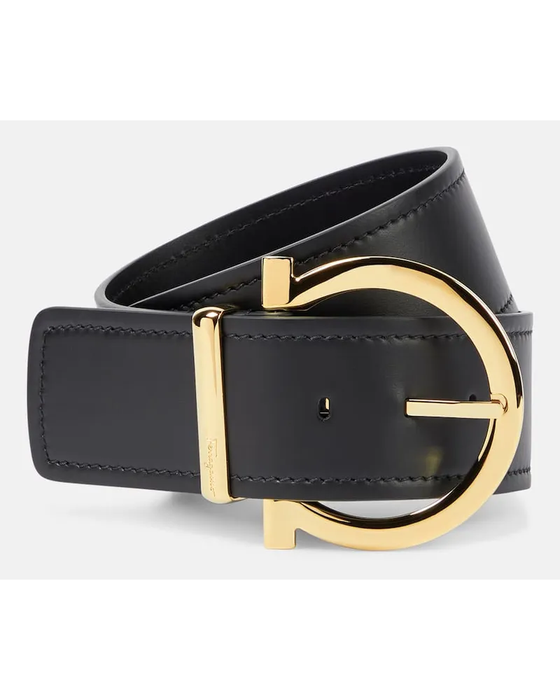 Ferragamo Gürtel Gancini aus Leder Schwarz