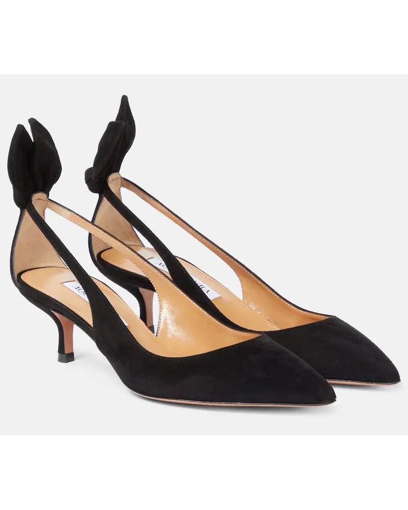 Aquazzura Pumps Bow Tie 50 aus Veloursleder Schwarz