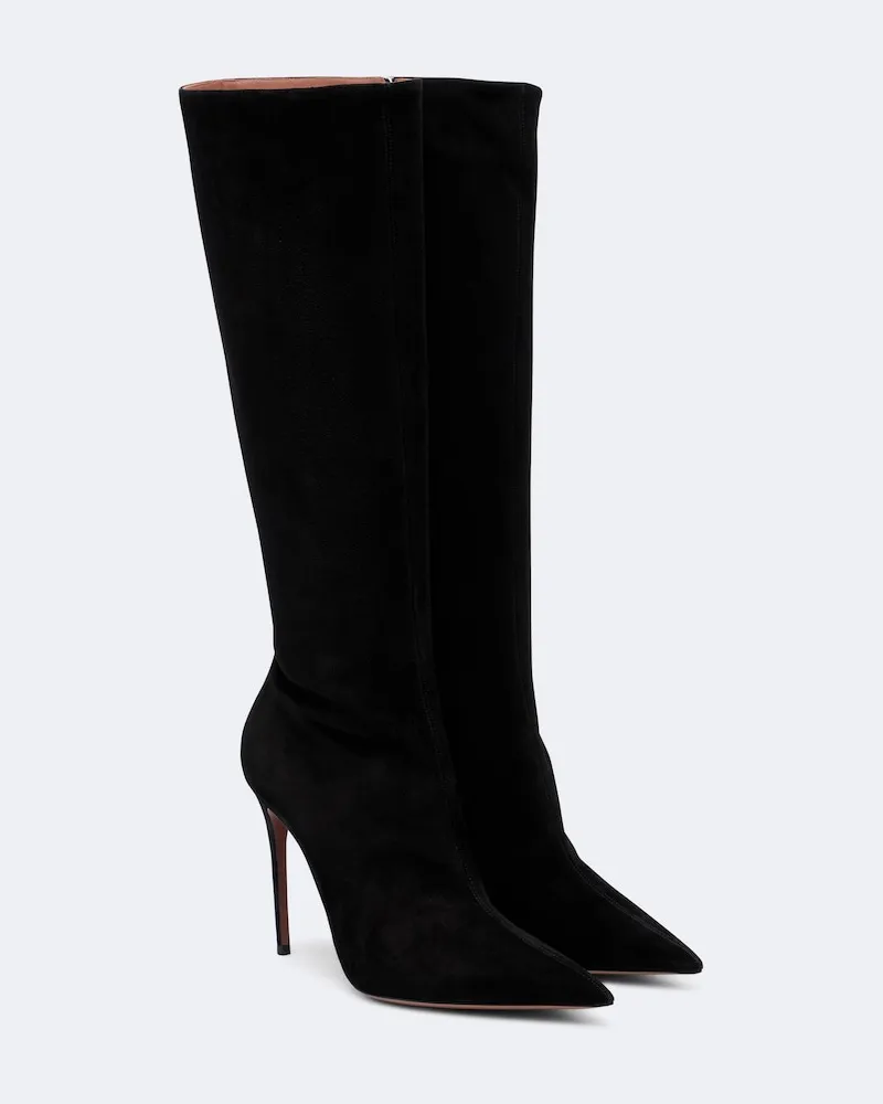 Paris Texas Stiefel Vera aus Veloursleder Schwarz