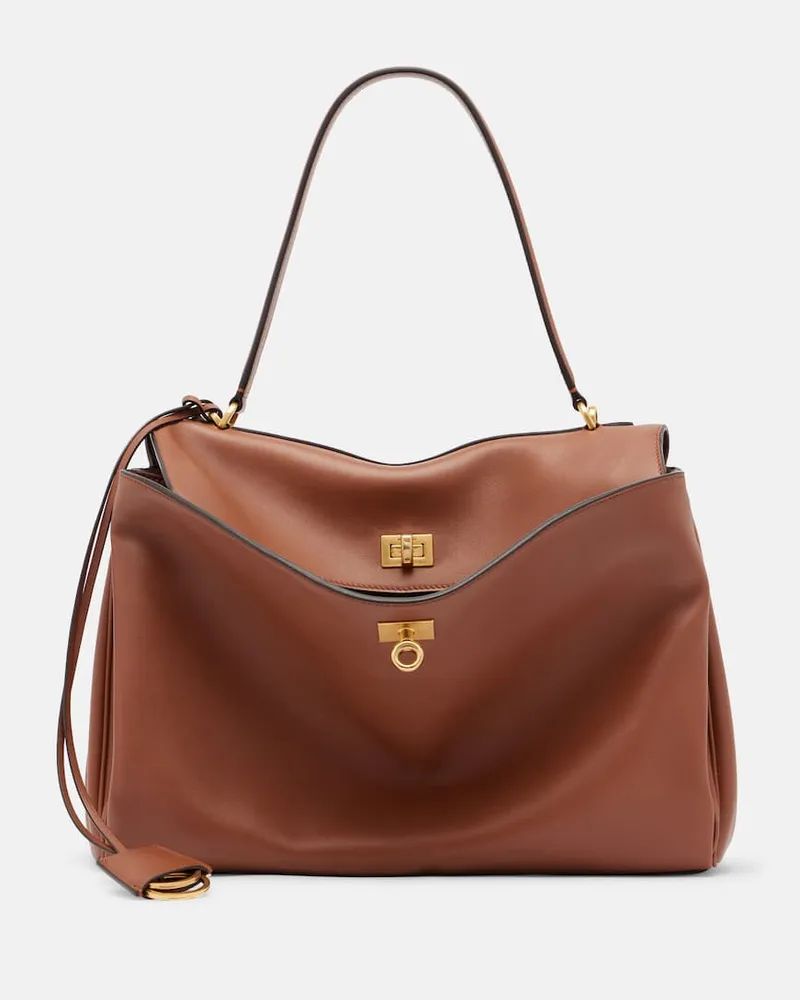 Balenciaga Tote Bag Rodeo Medium aus Leder Braun