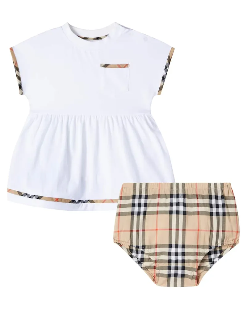 Burberry Baby Set Burberry Check aus Kleid und Höschen Weiß