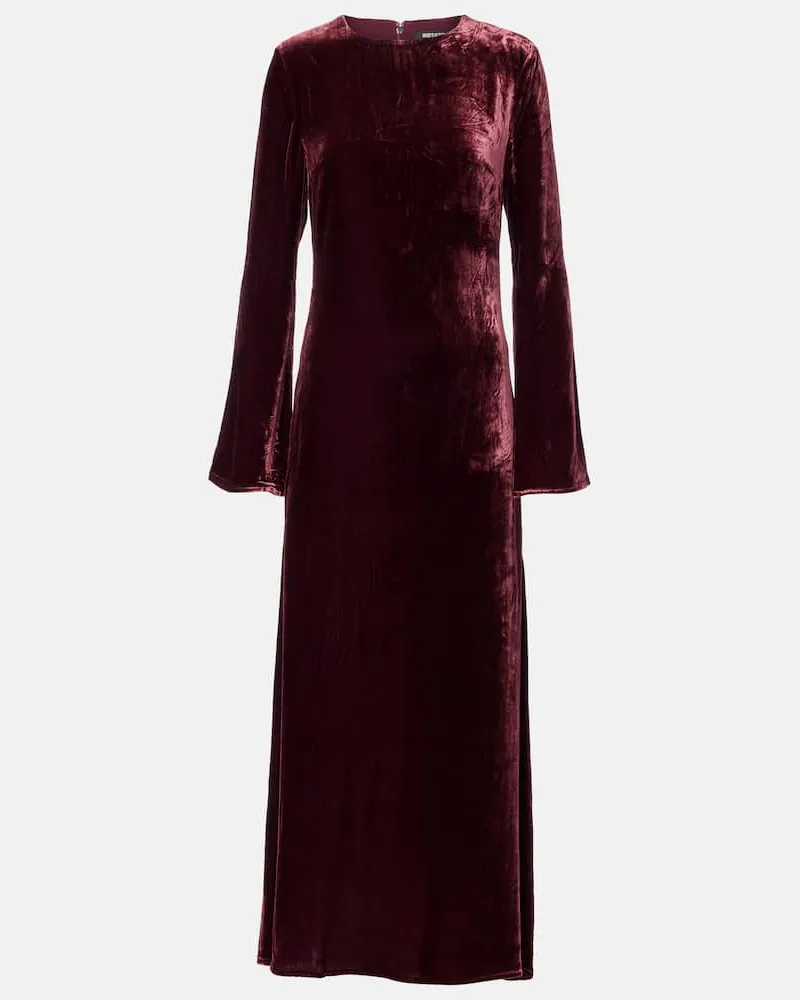 ROTATE Birger Christensen Maxikleid aus Samt Burgunderrot
