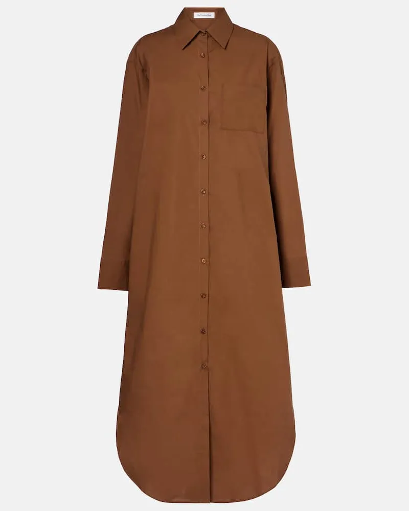FRANKIE Shop Hemdblusenkleid Helena aus Baumwolle Braun